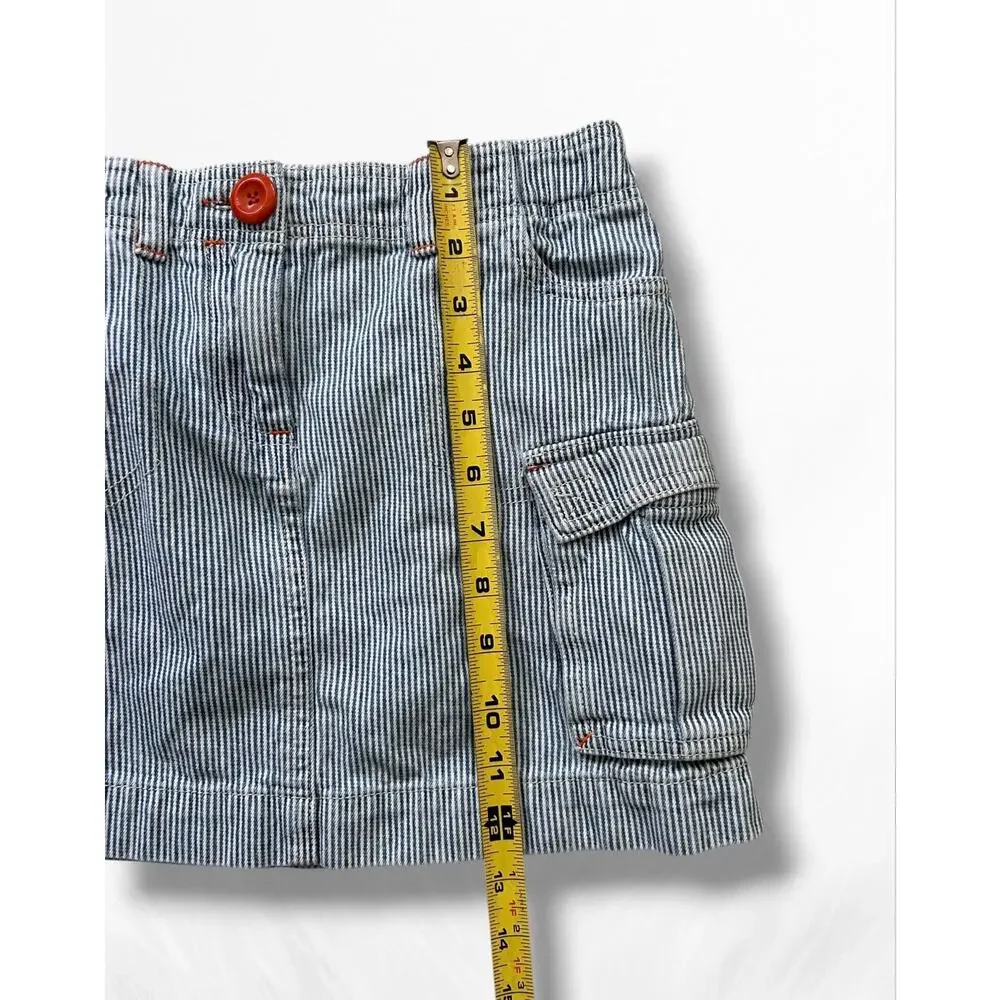 Mini Boden Engineer Stripe Denim Cargo Skirt, Size 9/10